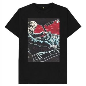 Unisex T Shirt Red &Blue skeleton race car driver